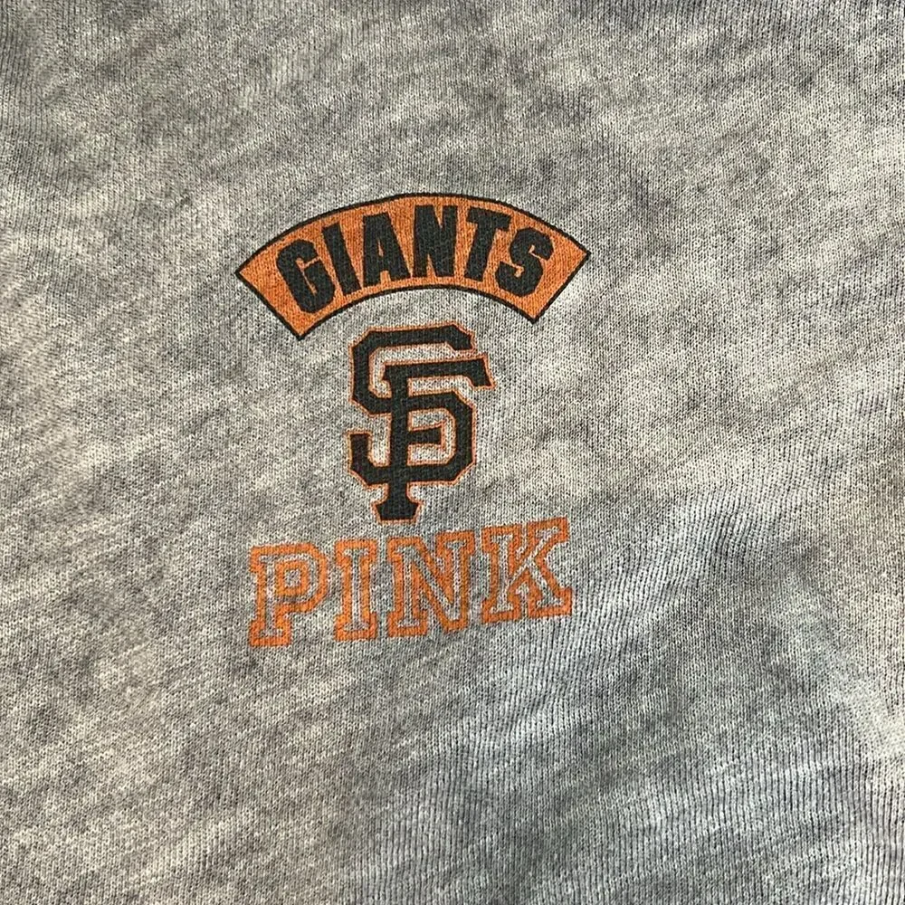 Victorias Secret SF giants szM distressed cropped cold shoulder sweatshirt EUC